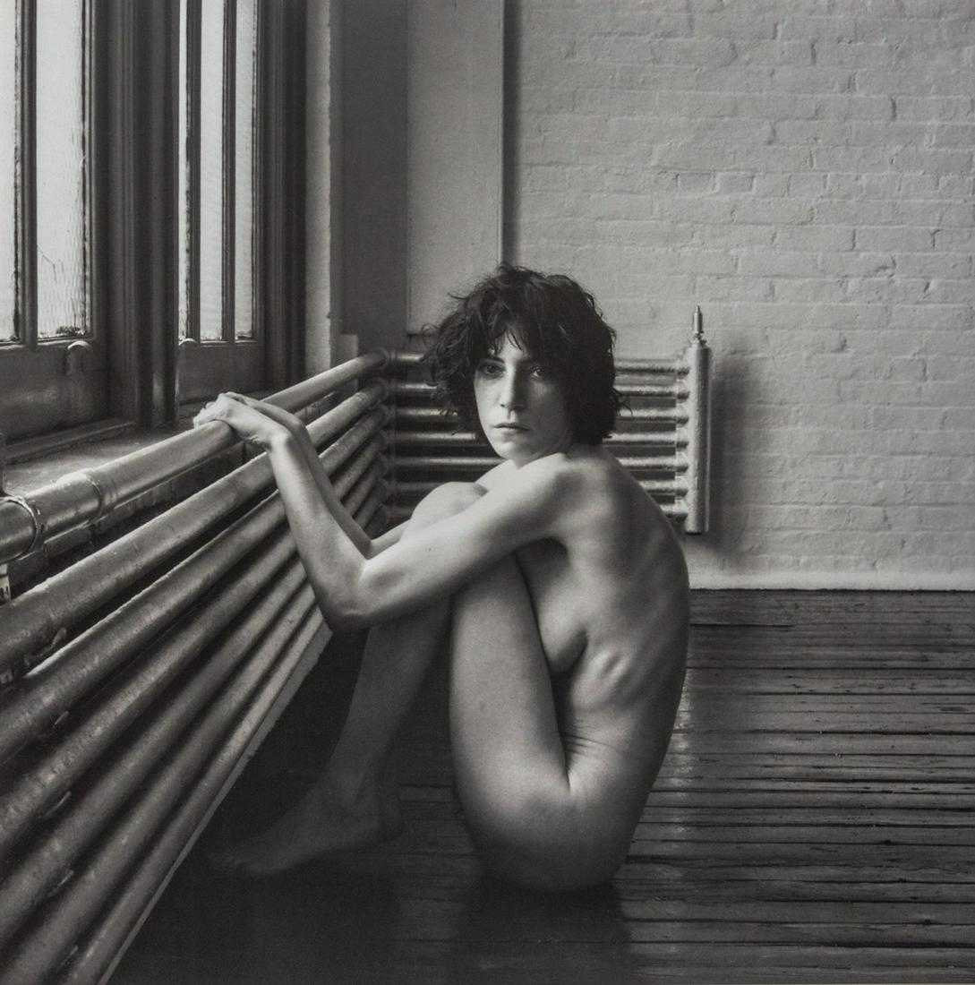 ROBERT MAPPLETHORPE - Patti Smith, 1976: Artist: ROBERT MAPPLETHORPE Title: Patti Smith, 1976 Medium: Photo Litho, 1992, Italy Dimensions: 10.4x10.45" Description: Heat Wax Mounted on 12x16" Conservation Board Artist Bio: Robert Mapplethorpe