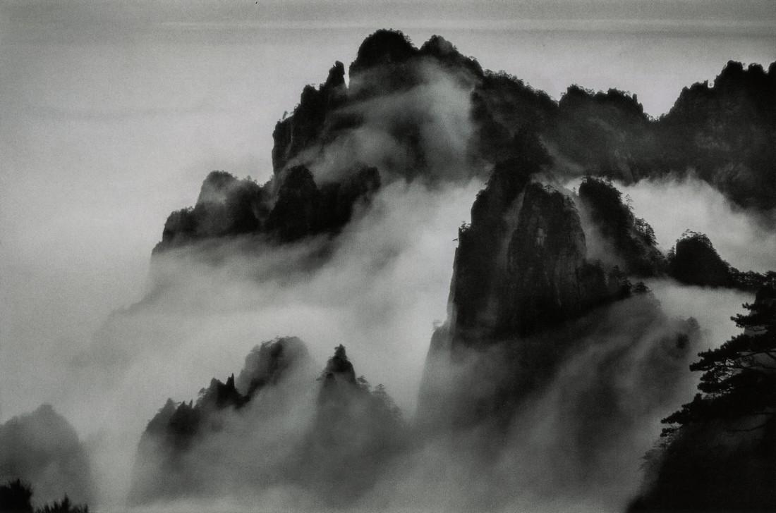 MARC RIBOUD - Huang Shan, 1983: Artist: MARC RIBOUD Title: Huang Shan, 1983 Medium: Photo Litho, 2000, Switzerland Dimensions: 10.15x6.65" Description: Heat Wax Mounted on 11x14" Conservation Board Artist Bio: Marc Riboud (1923 –
