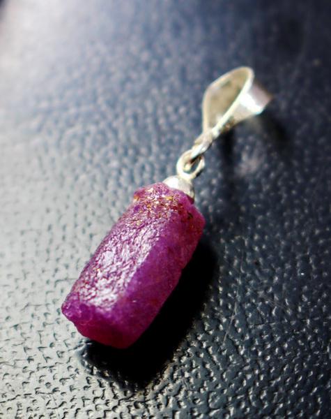 Natural & unheated~ Pink Ruby Pendant With Silver Cap (1 of 9)