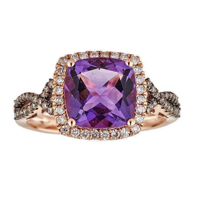 14k Rose Gold Amethyst & Diamond Ring (1 of 4)