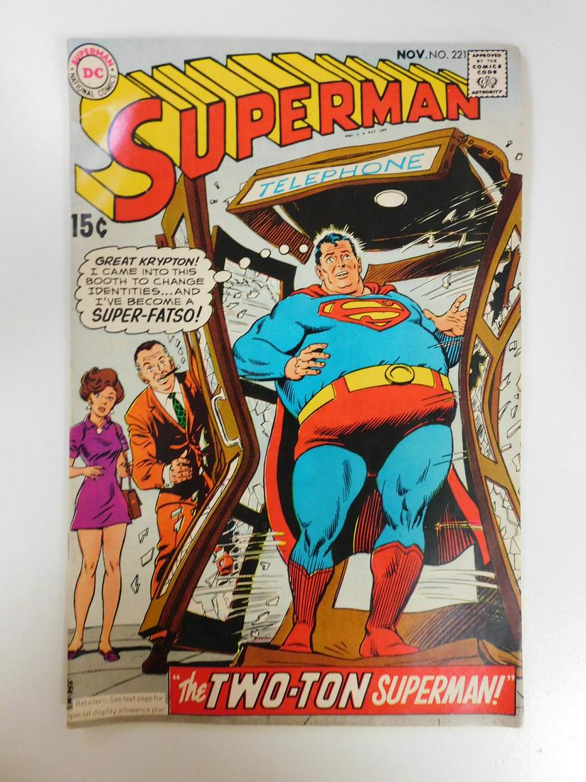 Superman #221: No Reserve! Superman #221. VG Shipping: Individual Comics: Flat-rate of $9.99 (1-8 comics) or $19.99 (9+ comics) to anywhere within the contiguous U.S. International: Foreign shipping rates are determ