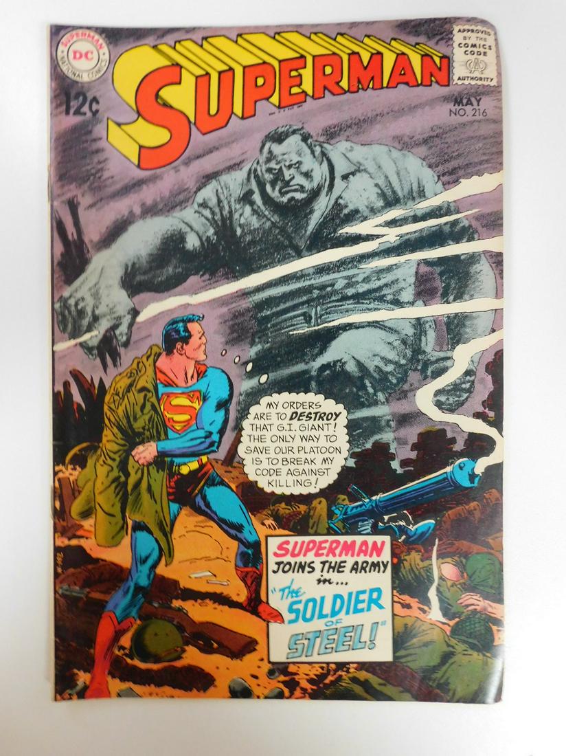 Superman #216: No Reserve! Superman #216. VG/FN Shipping: Individual Comics: Flat-rate of $9.99 (1-8 comics) or $19.99 (9+ comics) to anywhere within the contiguous U.S. International: Foreign shipping rates are det