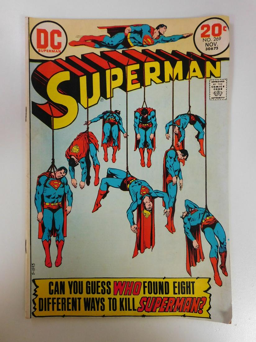 Superman #269: No Reserve! Superman #269. VG+ Shipping: Individual Comics: Flat-rate of $9.99 (1-8 comics) or $19.99 (9+ comics) to anywhere within the contiguous U.S. International: Foreign shipping rates are deter