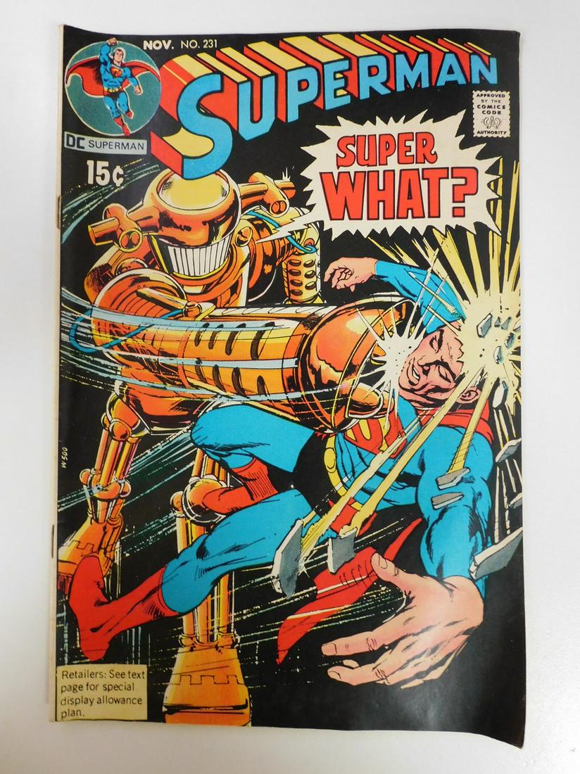 Superman #231: No Reserve! Superman #231. VG+ Shipping: Individual Comics: Flat-rate of $9.99 (1-8 comics) or $19.99 (9+ comics) to anywhere within the contiguous U.S. International: Foreign shipping rates are deter