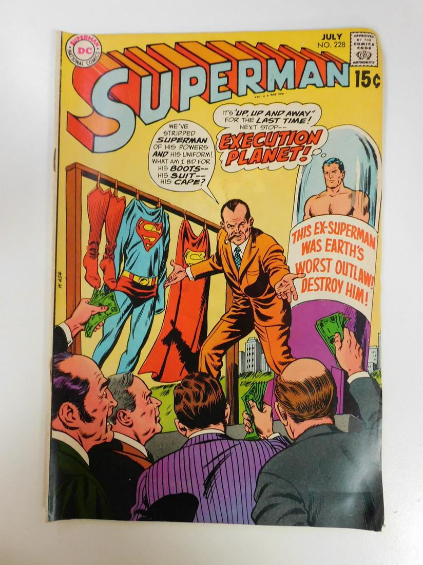 Superman #228: No Reserve! Superman #228. VG+ Shipping: Individual Comics: Flat-rate of $9.99 (1-8 comics) or $19.99 (9+ comics) to anywhere within the contiguous U.S. International: Foreign shipping rates are deter