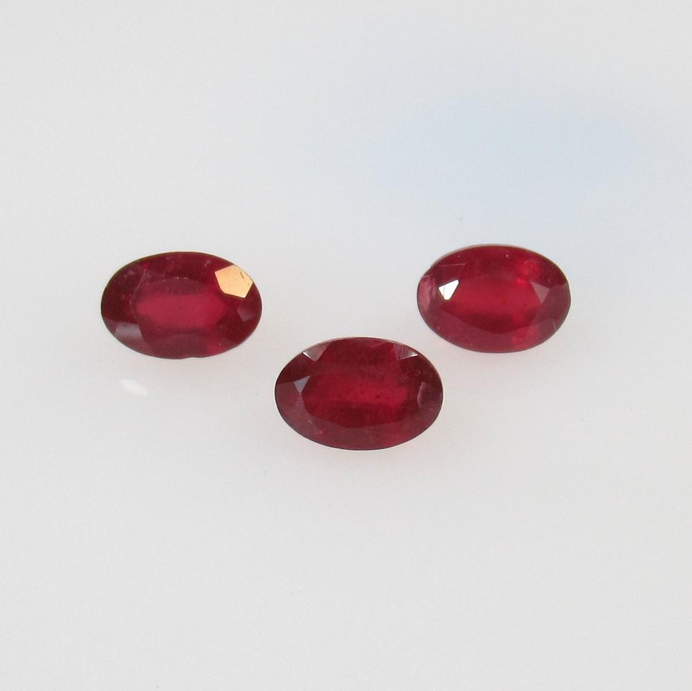 2.16 Ctw Natural 3 Red Ruby Oval Set (1 of 2)