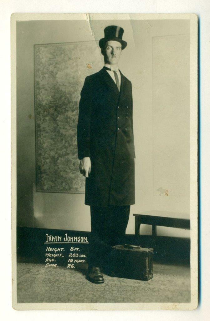 ca. 1925 CIRCUS SIDESHOW freak TALL MAN ERWIN JOHNSON (1 of 2)