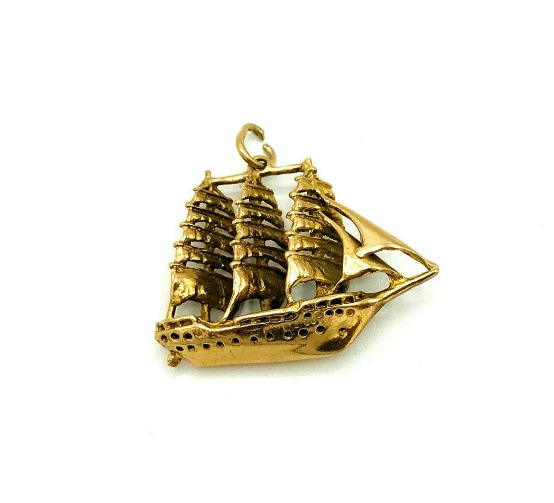 Vintage 14k Yellow Gold Ship Charm Pendant (1 of 6)