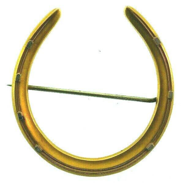 RIKER BROTHERS 14k Yellow & White Gold Horseshoe Brooch (1 of 5)