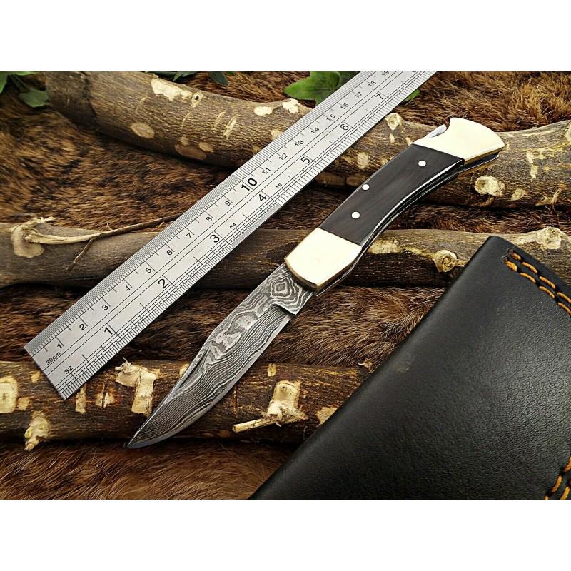 Wild life damascus steel knife survival bull horn (1 of 4)