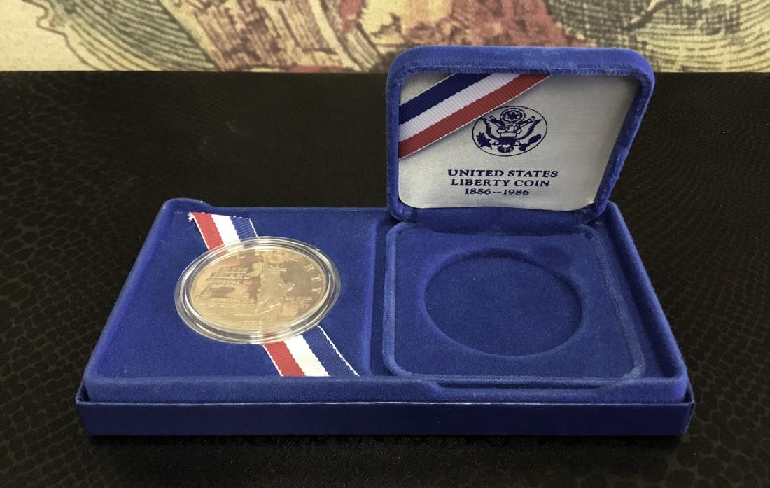 1986 Liberty Silver Dollar: Title: 1986 Liberty Silver Dollar Date/Period: 1986 Dimension: 1.500" Material: Silver Description: In 1986 our greatest lady, the Statue of Liberty, will be 100 years old. To celebrate this great eve