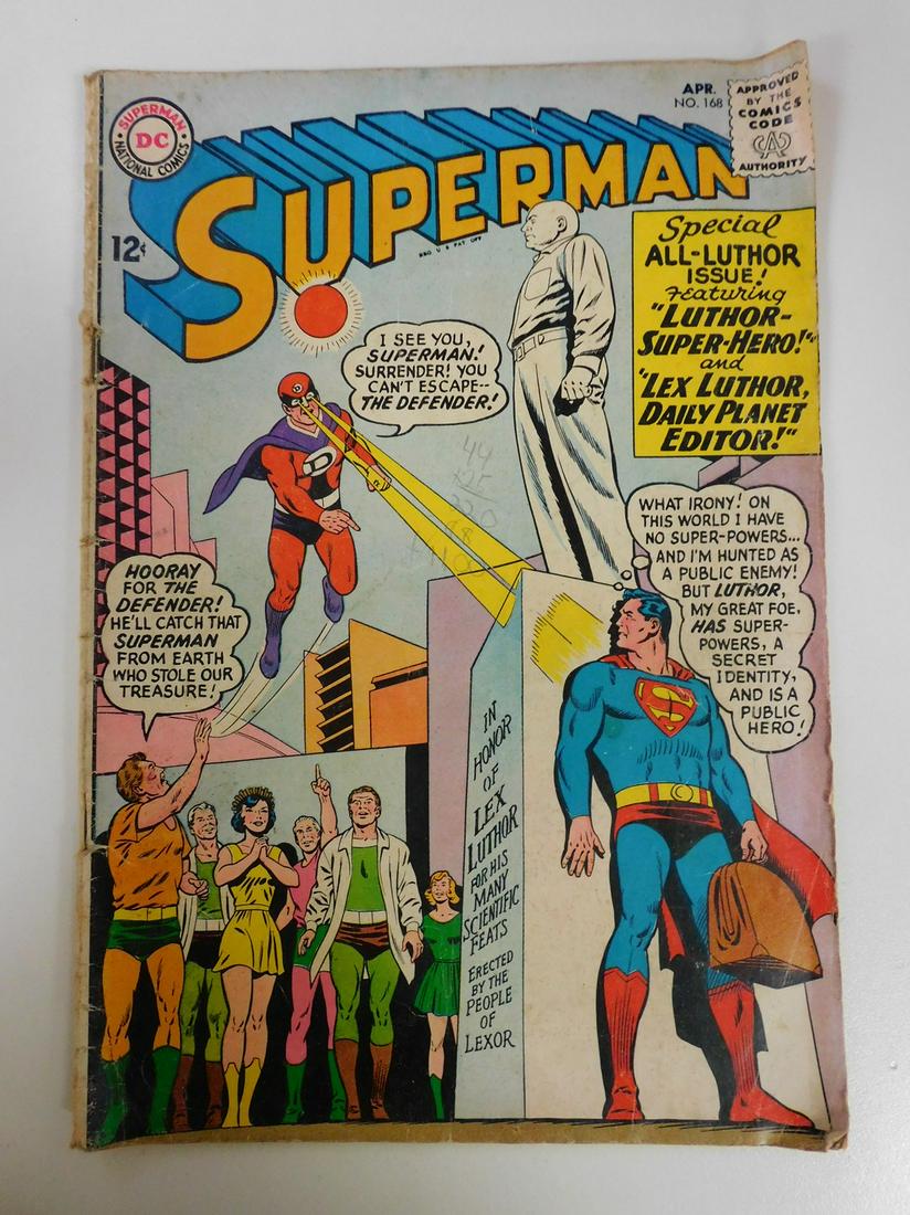 Superman #168: No Reserve! Superman #168. VG- Shipping: Individual Comics: Flat-rate of $9.99 (1-8 comics) or $19.99 (9+ comics) to anywhere within the contiguous U.S. International: Foreign shipping rates are deter