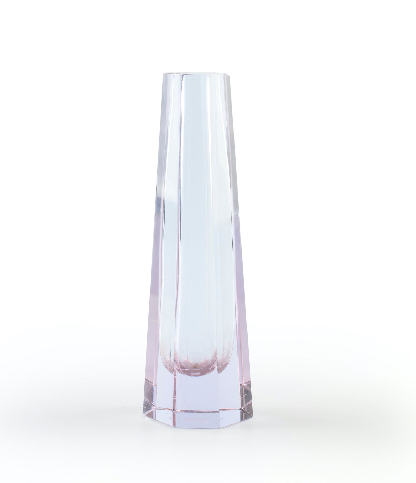 Crystal Soliflore Vase: Title: Crystal Soliflore Vase Description: The Crystal Soliflore Vase is a light blue and violet crystal decorative objects of Northern Europe manufacturer during the 1980s.In excellent condition, wit