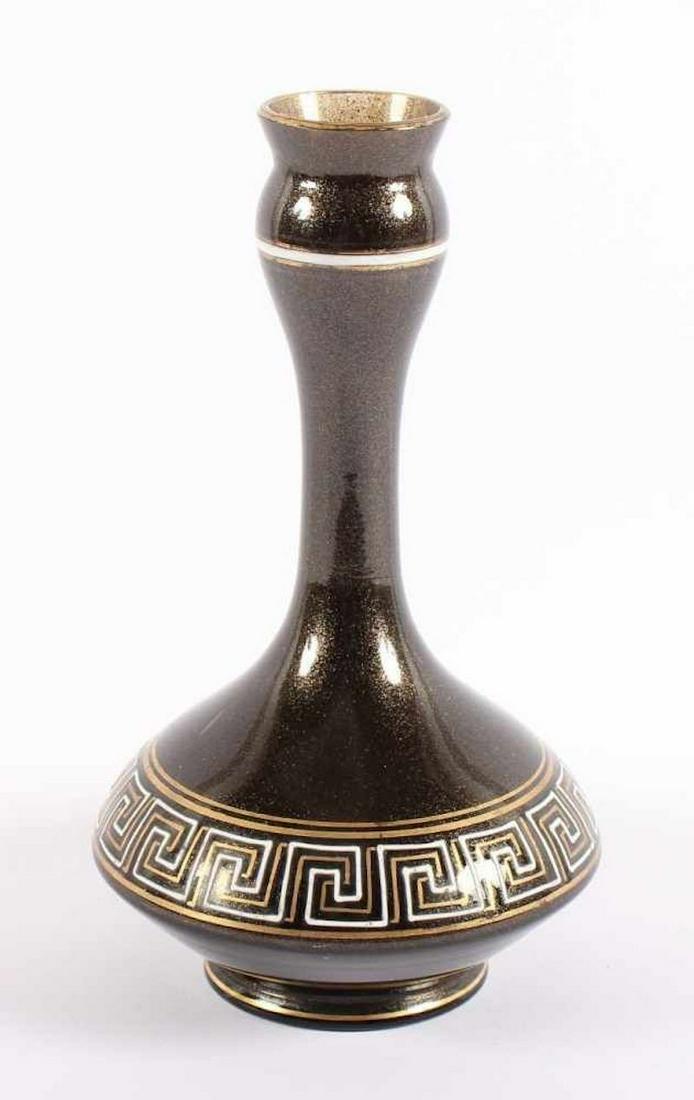 Loetz Geometric Vase: Title: Loetz Geometric Vase Description: This Loetz geometric vase?Ç¬†is an original decorative object realized in the?Ç¬†XX century.Amazing decorated?Ç¬†bronze-colored chrome Aventurin va