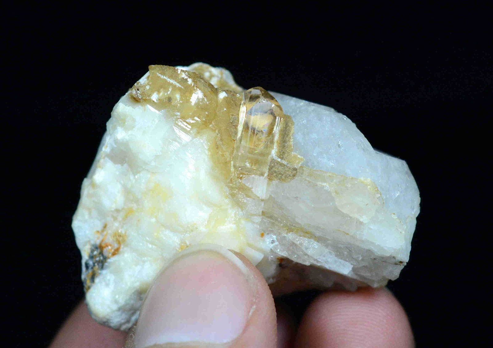 36 Gram Extremely Rare Natural Terminated Katlang Topaz: Title:36 Gram Extremely Rare Natural Terminated Katlang Topaz Crystal On Rock Specimen Weight: 36 Gram Size/Dimensions: 40x26x22 mm Origin: Pakistan Reserve: $20.00 Shipping: Domestic: Flat-rate of $1