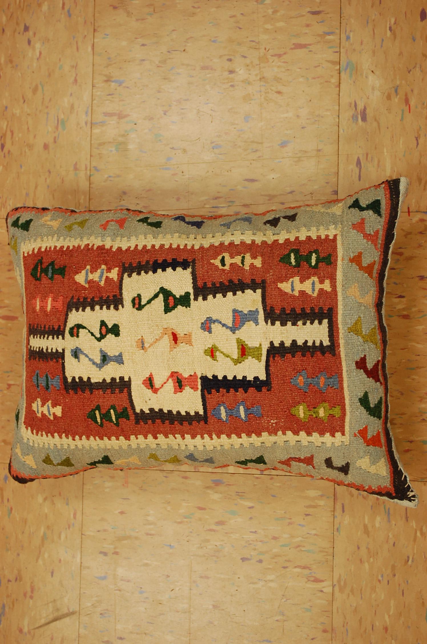 Hand Made of antique rug Pillow Cushion Rug 1'3" x 18" (1 of 6)