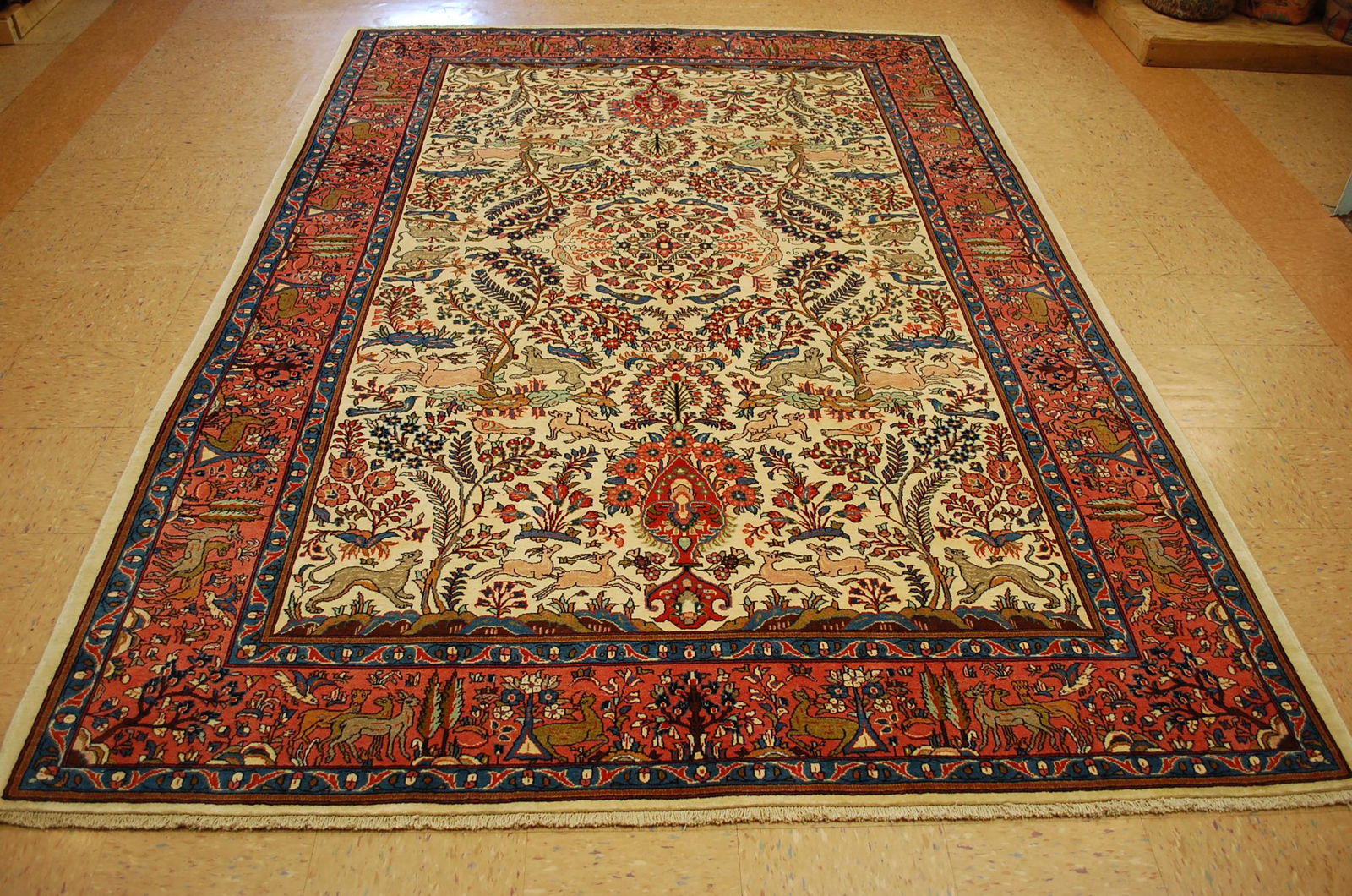 c1930s ANTIQUE BEJAR RUG 4'4"X 8'5" HIGHLY DETAILED (1 of 11)