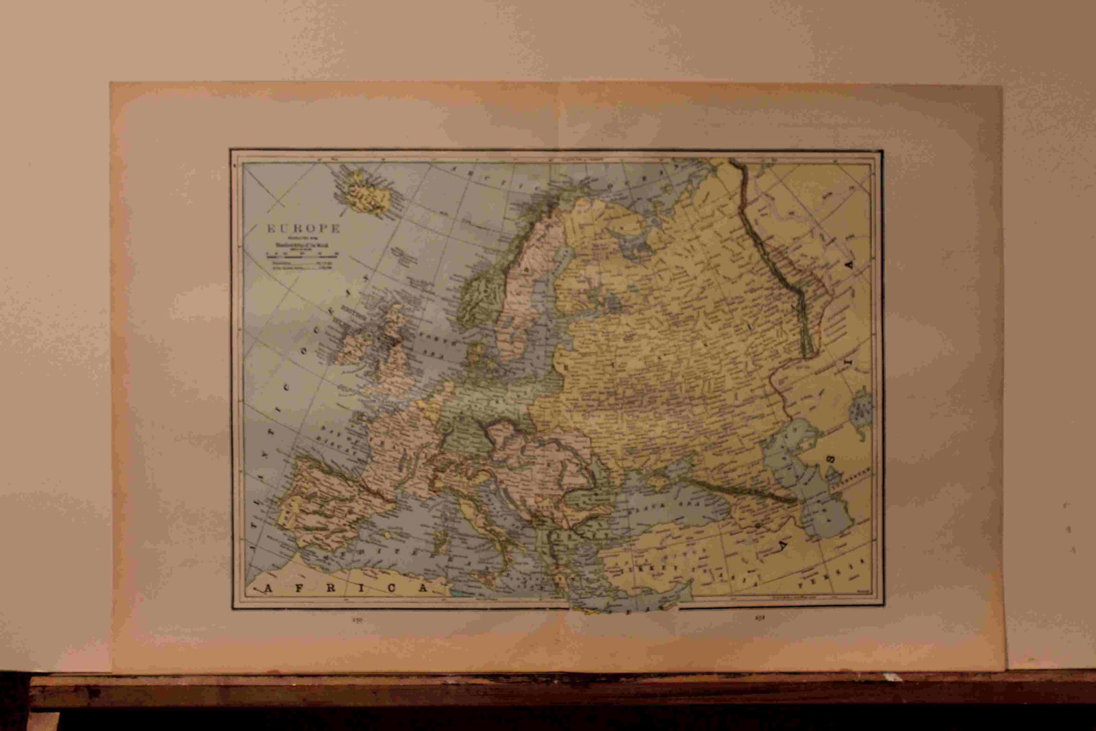 1889 Map of Europe: Author: Watson Title: 1889 Map of Europe Medium: Ink on Paper Dimensions: 22"X14.5" Description: Map of Europe dated 1889, engraved by Watson for the Standard Atlas of World. Color coded for territori