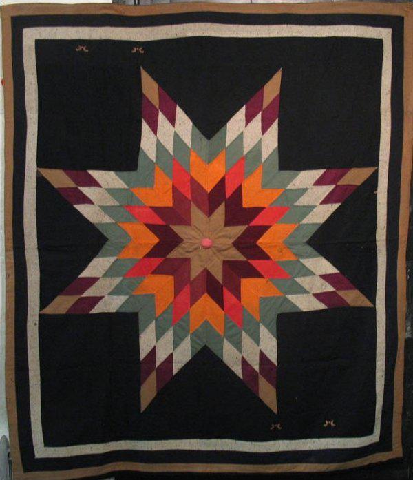 Amish Star Of Bethlehem Antique Quilt On Black (1 of 5)