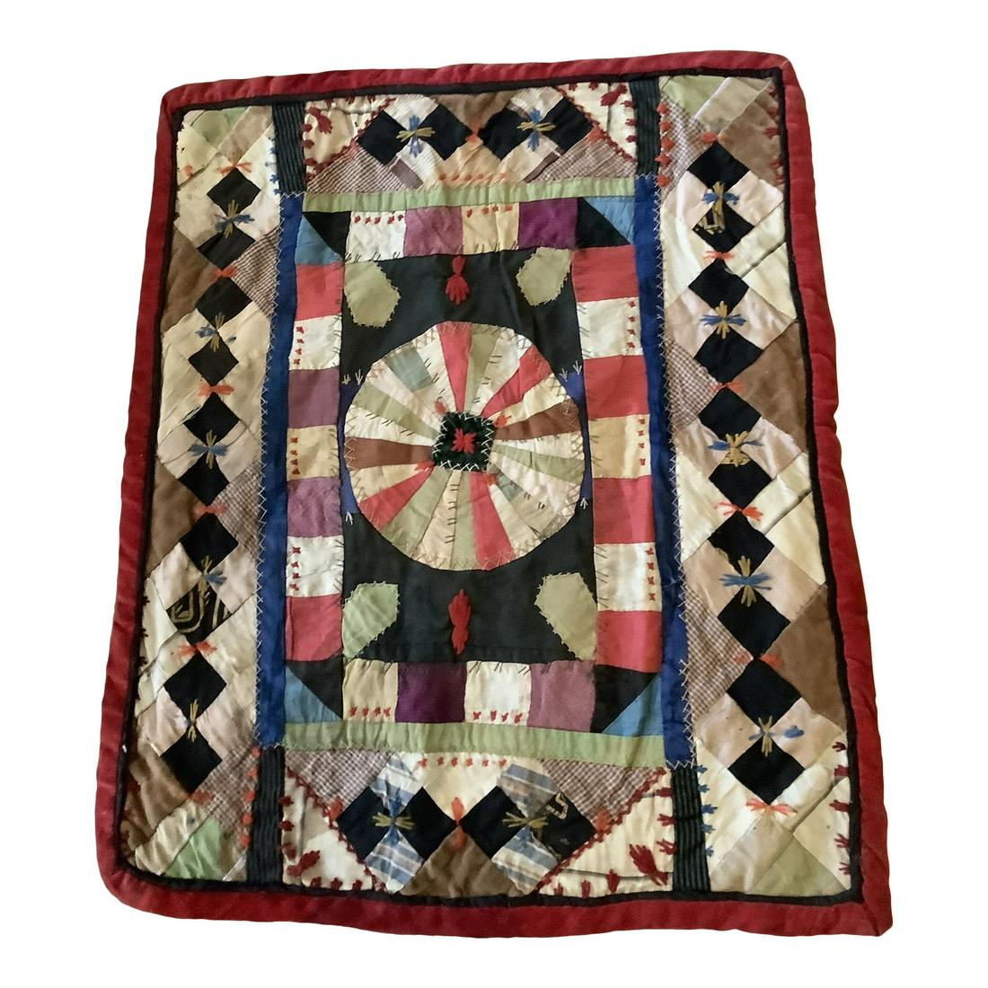 Antique Fabric Geometric Wall Hanging (1 of 13)