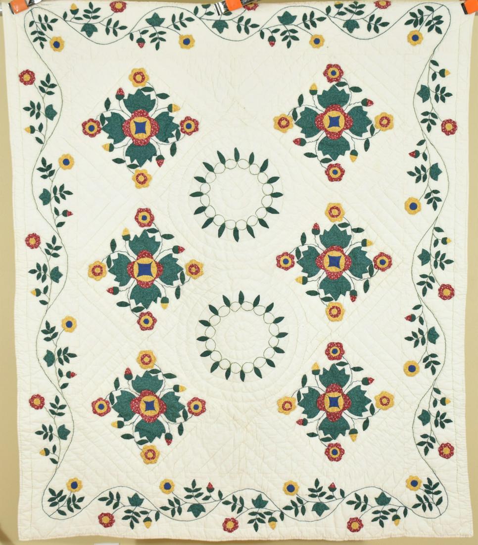 Whig Rose Applique Crib Quilt (1 of 6)