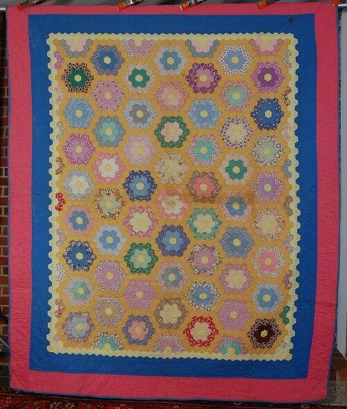 30's Flower Garden Quilt, Nice Borders (1 of 12)