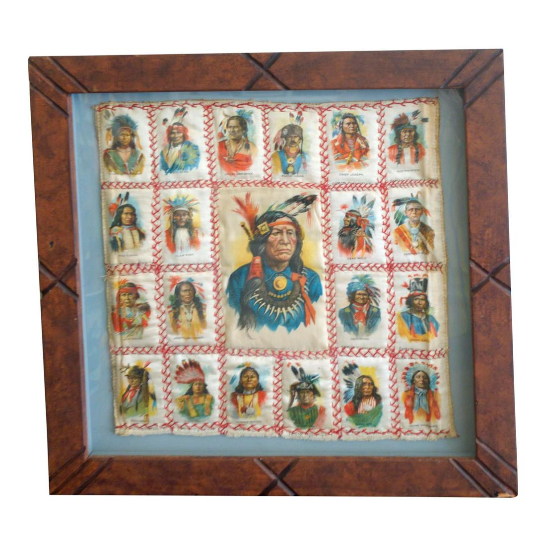 Framed Collection of Native American Tobacco Silks C. (1 of 10)