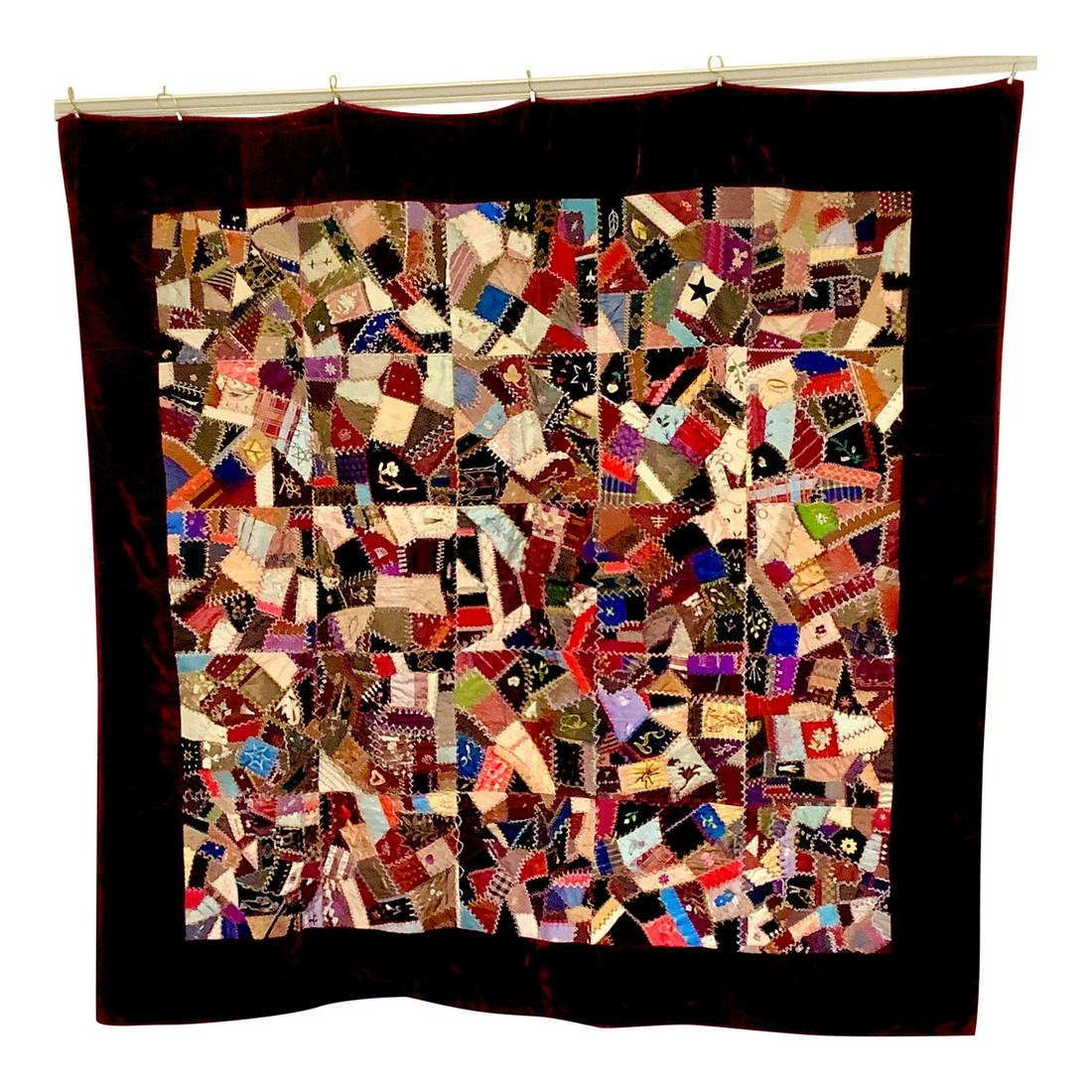 19th Century Victorian Silk and Velvet Quilt (1 of 13)