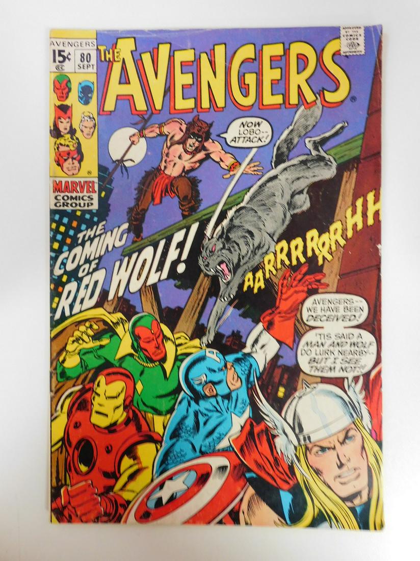 Avengers 1st appearance of Red Wolf #80: No Reserve! Avengers 1st appearance of Red Wolf #80. VG/FN Shipping: Domestic: Flat-rate of $9.99 for 1 to 8 items; Flat-rate of $19.99 for 9 items or more to anywhere within the contiguous U.S. Inter