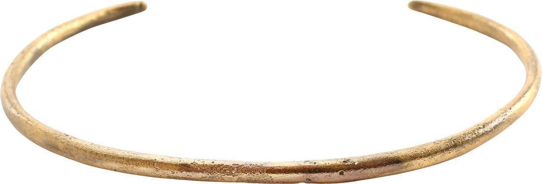 ANCIENT VIKING WOMAN'S BRACELET C.900-1050 AD: 2 5/8" inside dimension which comfortably fits a 175# man. C form, tapered from its center to the ends. Professionally refurbished with the 24k gold overlay restored. Reserve: $180.00 Shipping: Domest