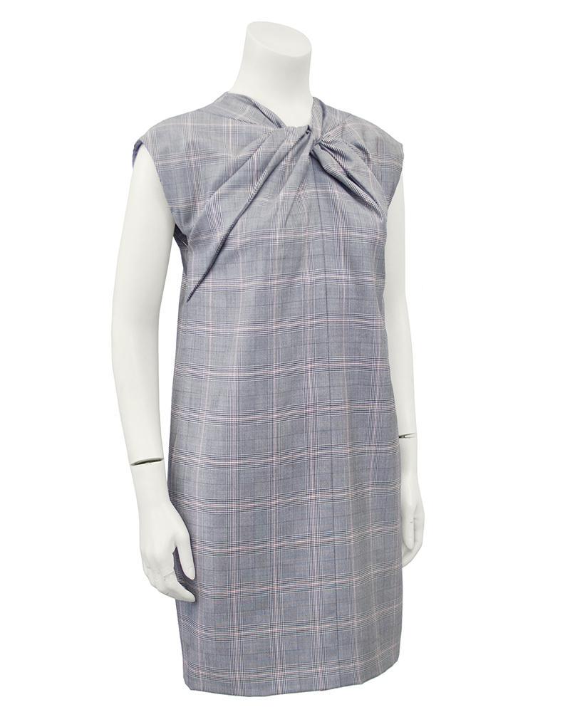 Gucci Plaid Mini Dress: Brand: Gucci Title: Plaid Mini Dress Additional Information: Gucci plaid mini dress from the 1990s. The twisted and gathered neckline is very reminiscent of Balenciaga and the short, shift style makes