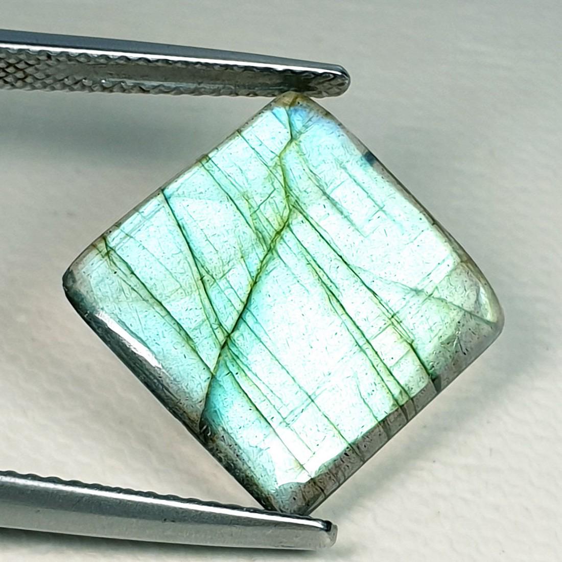 6.50 ct Natural Labradorite: No Reserve! Title: 6.50 ct Natural Labradorite Color/Clarity: Opaque Gemstones: Gemstones Carat Weights: 6.5 Size/Dimensions: 15.50 x 14.50 x 2.80 Additional Information: Square - USA Shipping: Domes