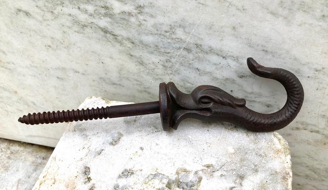 19thc Victorian cast iron hook with dolphin (1 of 3)