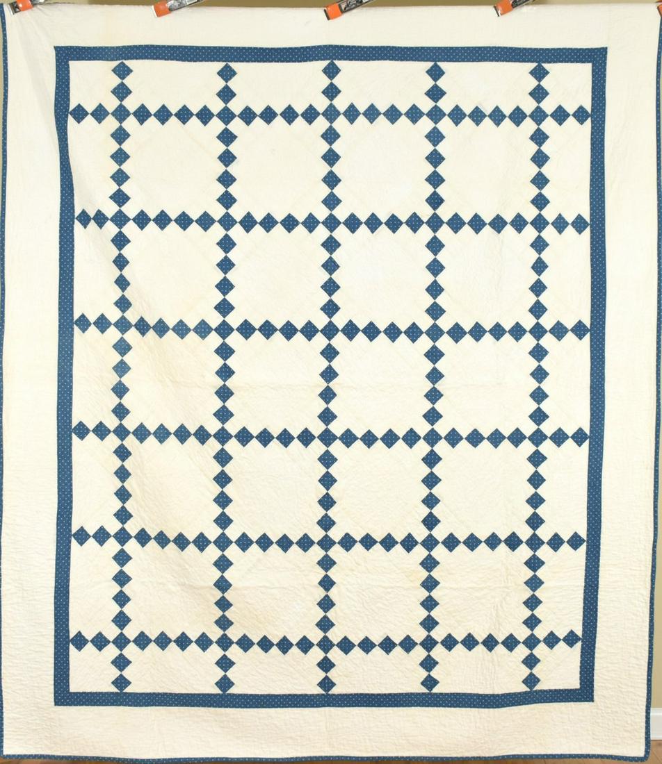 1890's Blue & White Irish Chain Quilt (1 of 8)