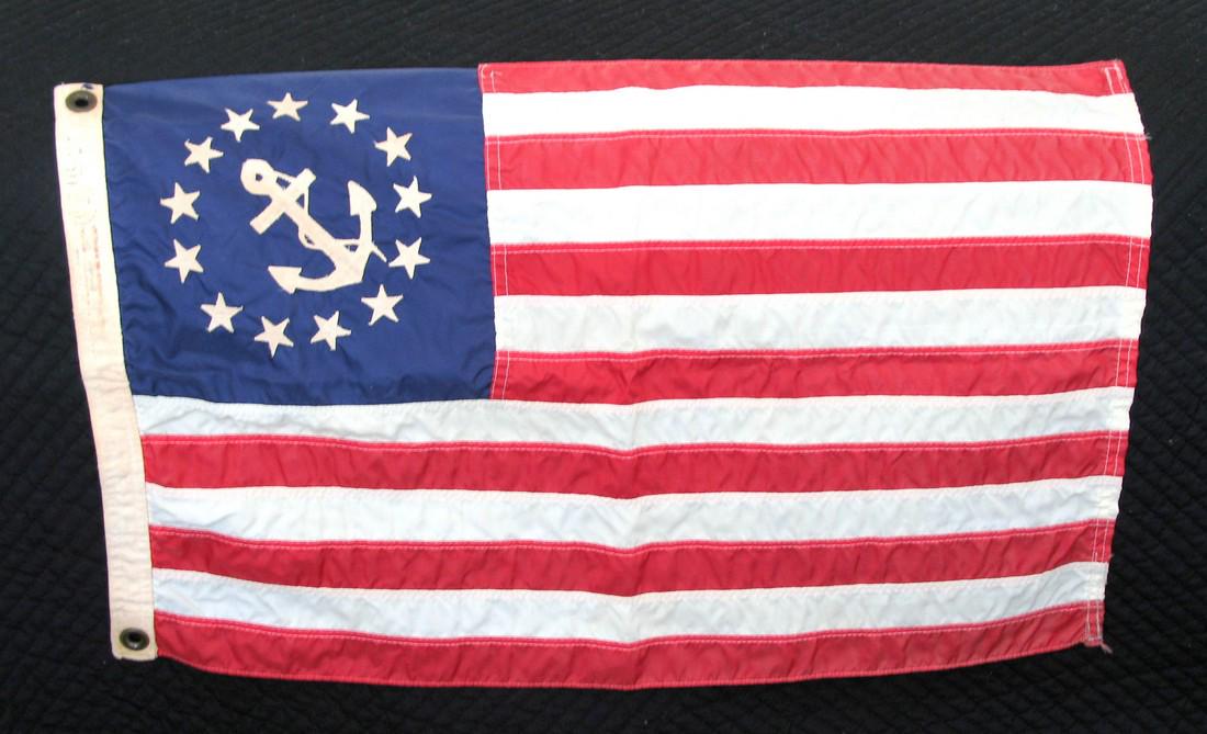 Vintage New England speed boat ensign.: Title: Vintage New England speed boat ensign. Description: Nice vintage speed boat ensign from the Lakes region of New Hampshire. Dimension: 24” x 15” Circa: 1950's Shipping: Domestic: Fla