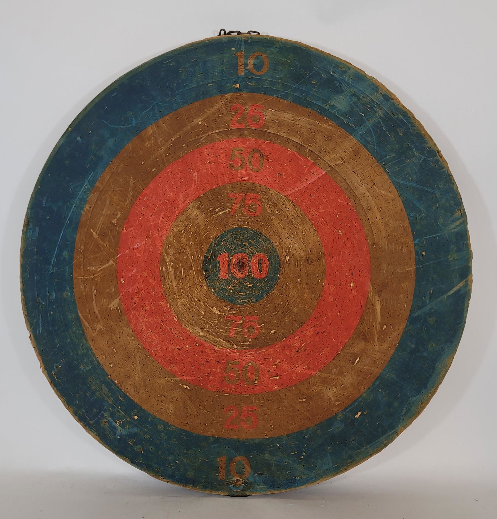 Large early bullseye cork dart board ca 1930's (1 of 5)