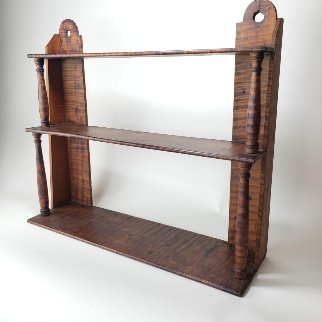 New England Tiger Maple 3 tier Hanging Shelf (1 of 7)