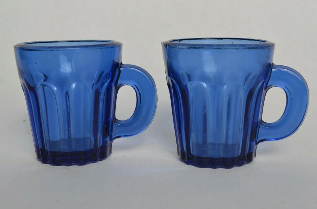 Pair 19th Century Handled Cobalt Blue Whiskey Tasters (1 of 5)