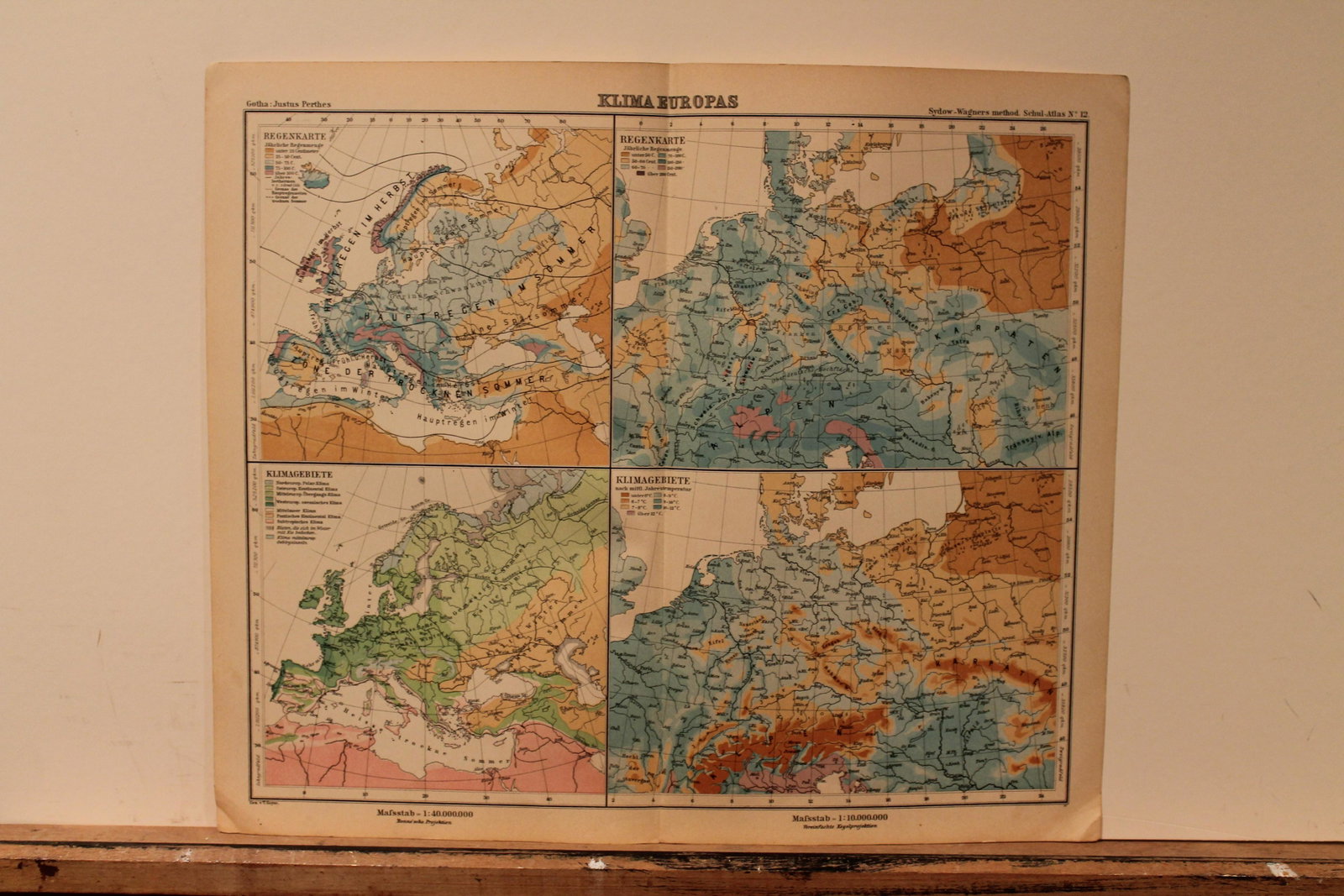 1913 European Climate Map: Title: 1913 European Climate Map Author: Perthes Medium: Ink on Paper Dimensions: 14"X12" Description: Map dated 1913 engraved by Justus Perthes. Published by Sydow Wagners in Berlin and then Leipzig.