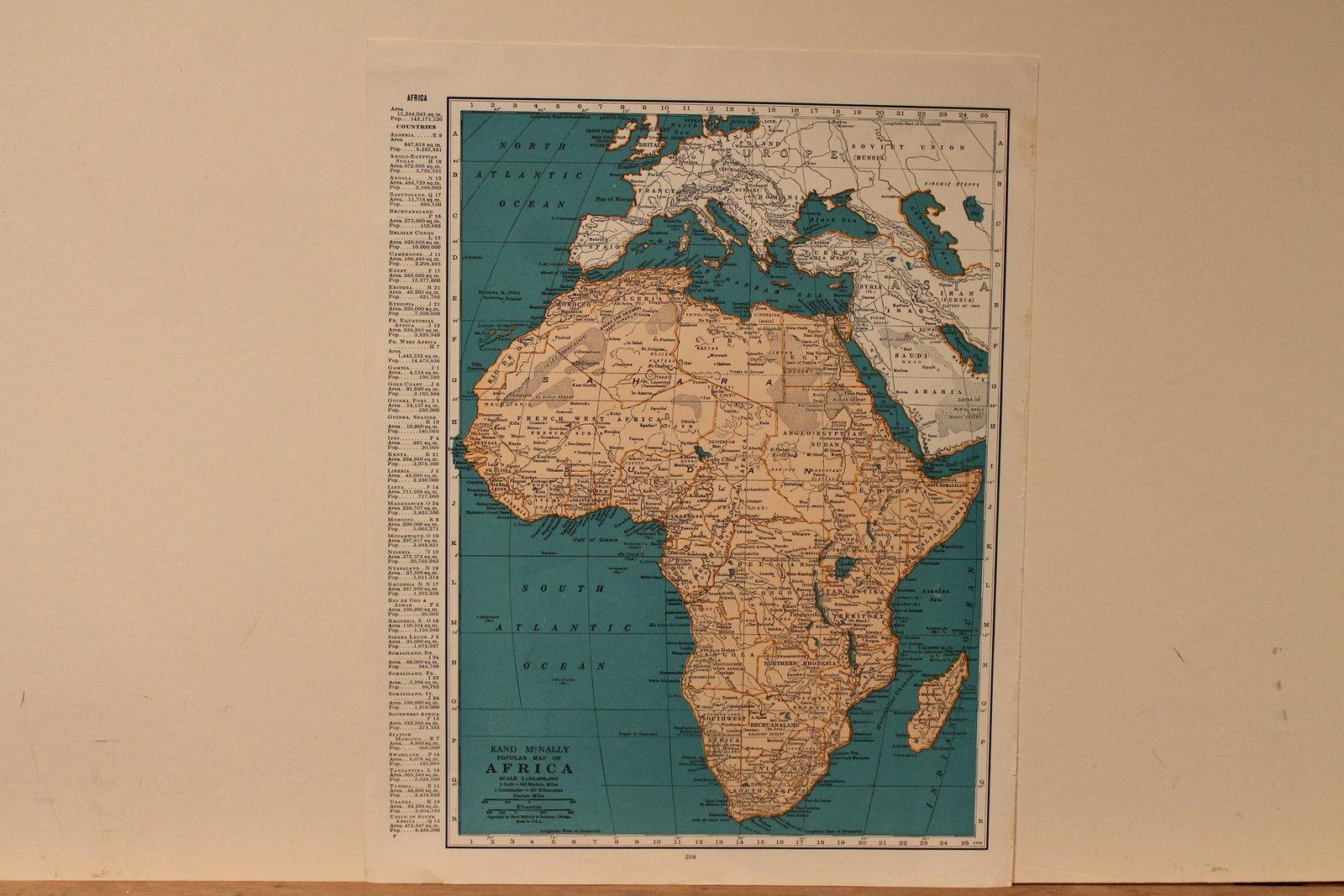 1918 Map of Africa: Title: 1918 Map of Africa Author: McNally Medium: Ink on Paper Dimensions: 11"X14" Description: Map of Africa dated 1918. Published by Rand McNally and Co. in Chicago. Part of the World Atlas and Gaze