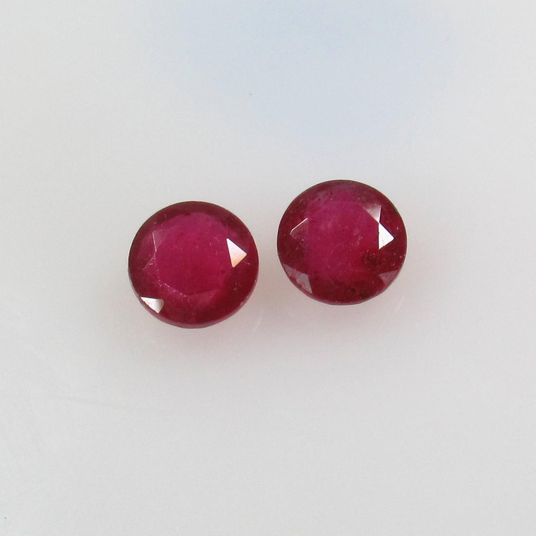 3.73 Ct Natural Mozambique Red Ruby Round Pair (1 of 3)