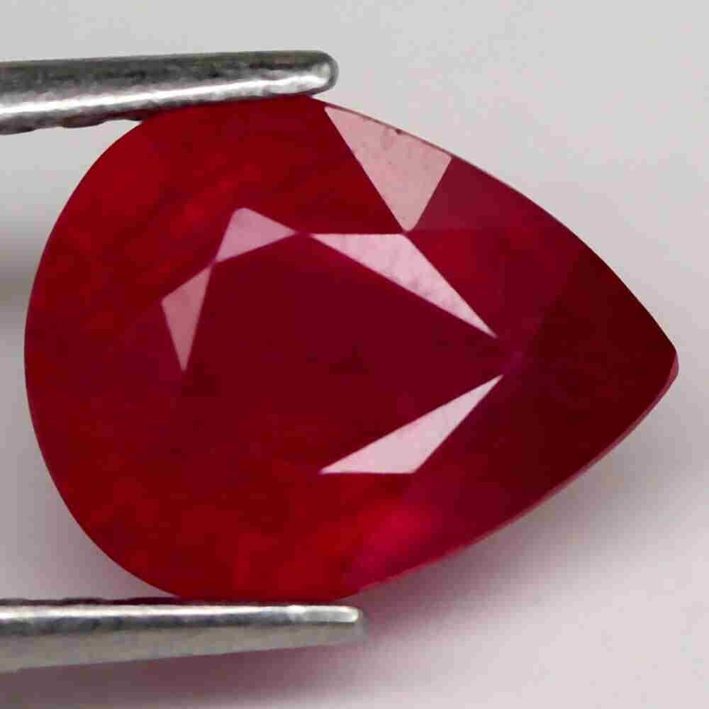 3.11 Ct. Ruby Natural Pear Facet Top Blood Red (1 of 3)