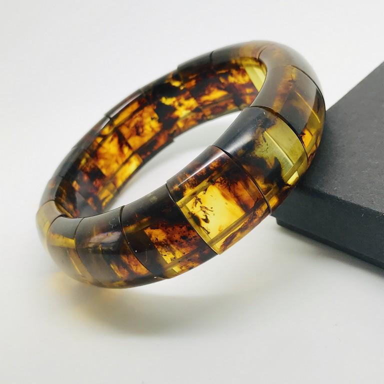 Hand carved Baltic amber bangle bracelet (1 of 8)