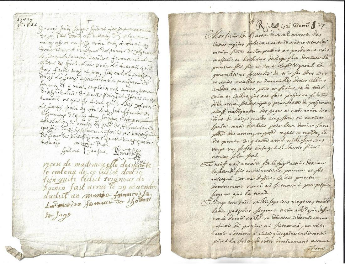 1684 Two French Legal Manuscripts Signed (1 of 2)