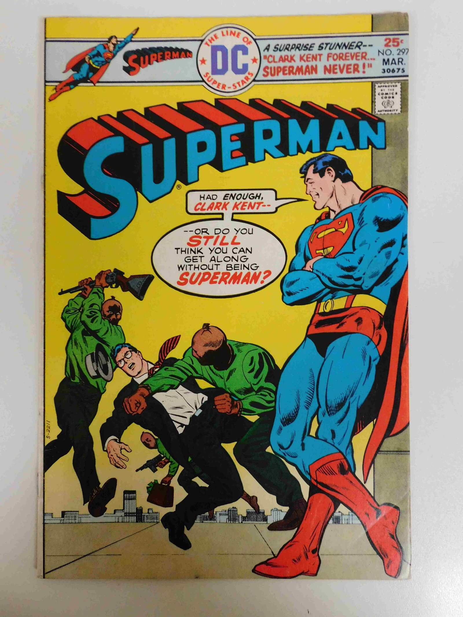 Superman #297: No Reserve! Superman #297. FN- Shipping: Domestic: Flat-rate of $9.99 for 1 to 8 items; Flat-rate of $19.99 for 9 items or more to anywhere within the contiguous U.S. International: Foreign shipping r