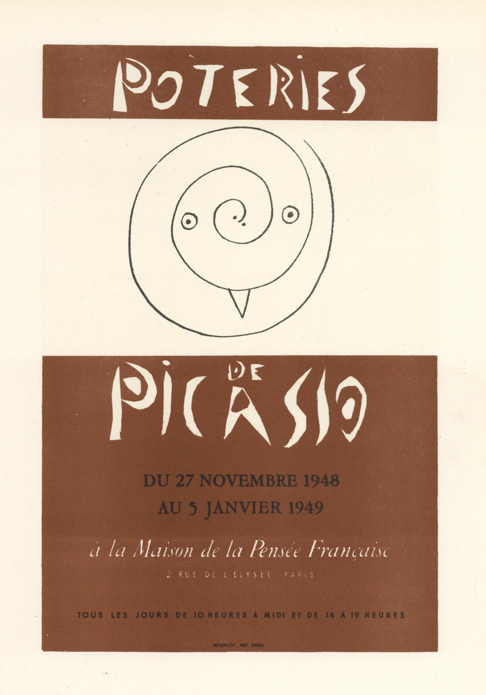 Pablo Picasso lithograph poster "Poetries de Picasso": Medium: lithograph (after the original lithograph poster). During the late 1940's and throughout the 1950's, Picasso created a series of posters at the atelier of Mourlot Freres. The lithograph offere