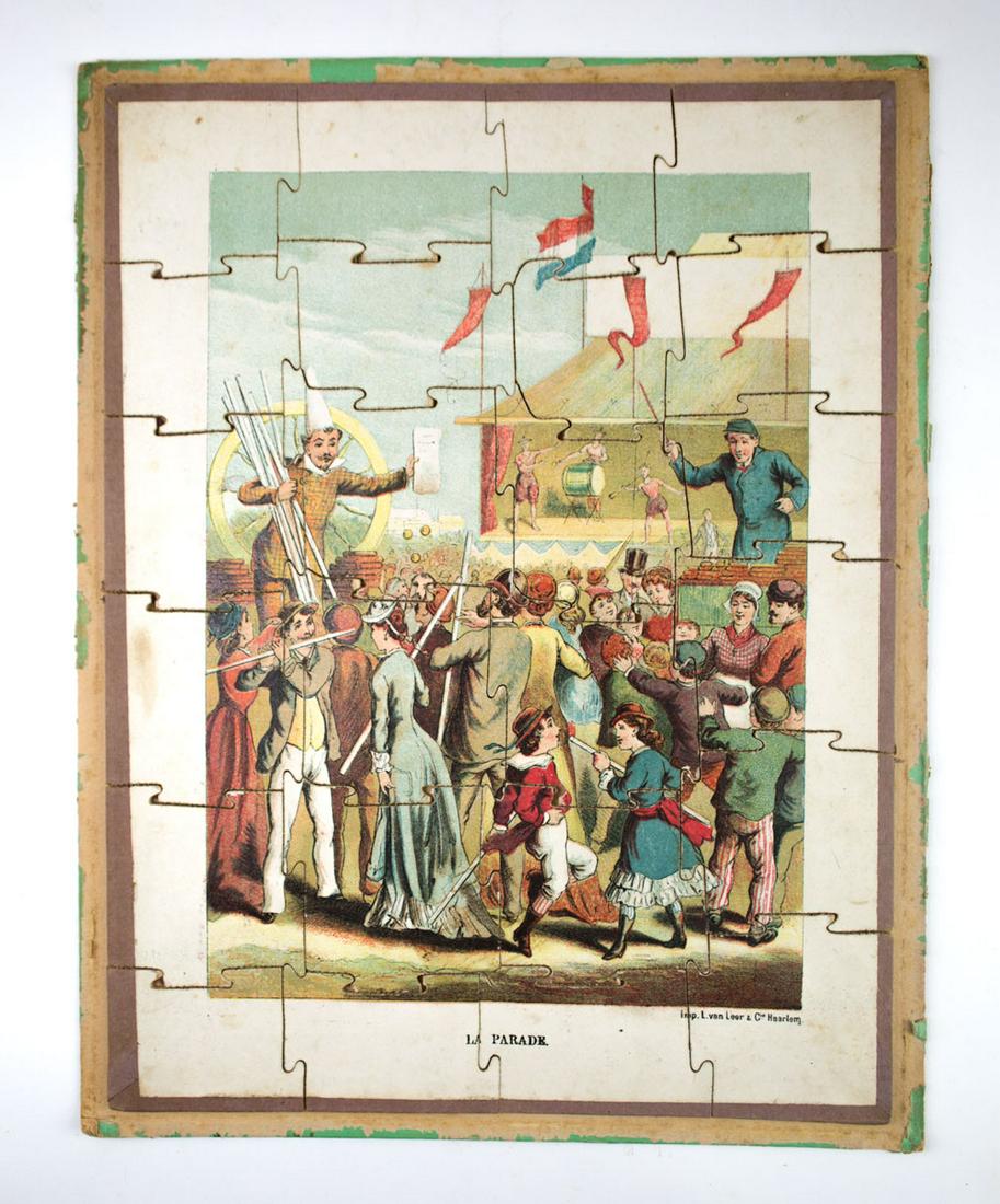 French Antique Puzzle Late 19th Early 20th " La Parade (1 of 3)