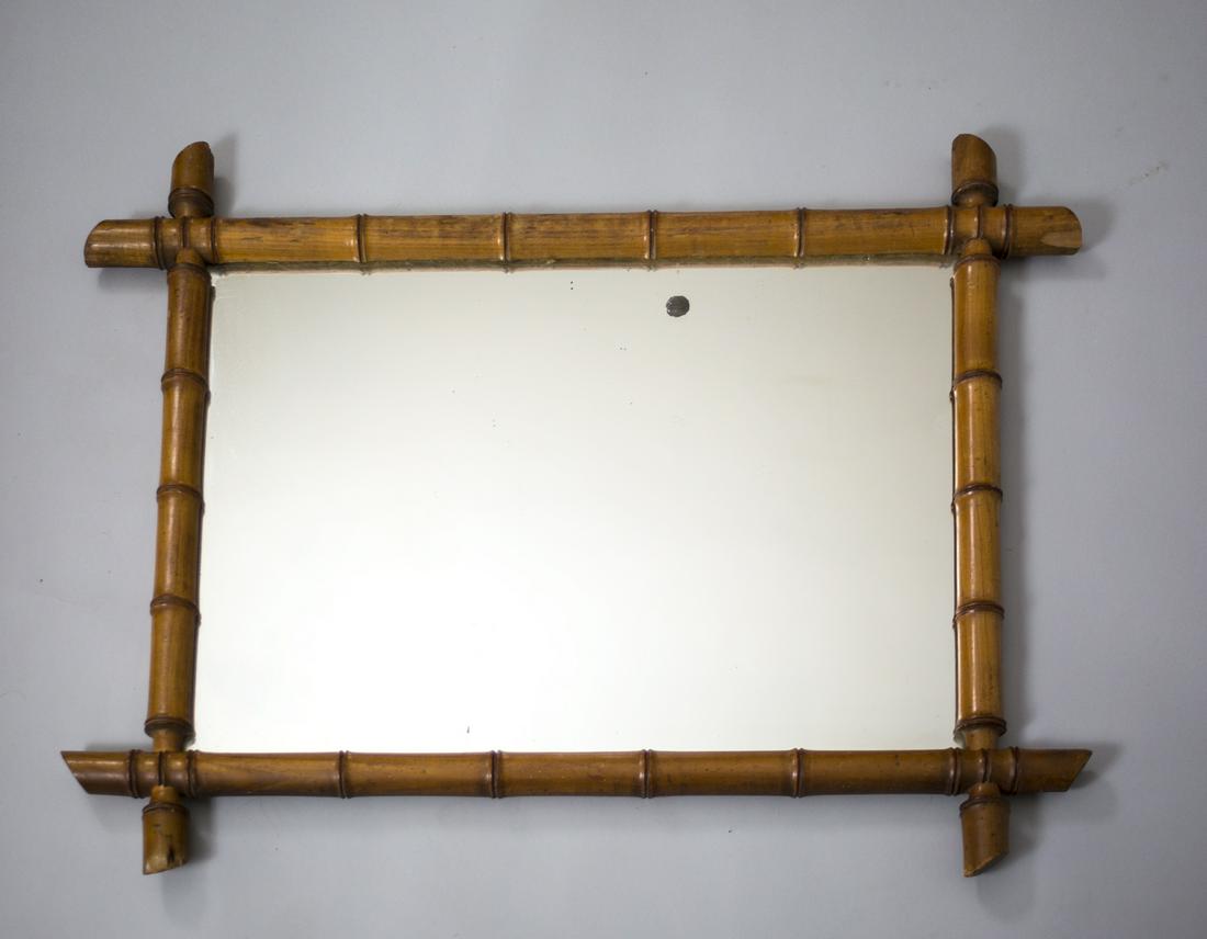 Antique French Mirror 1900 Faux Bamboo Art Nouveau (1 of 5)