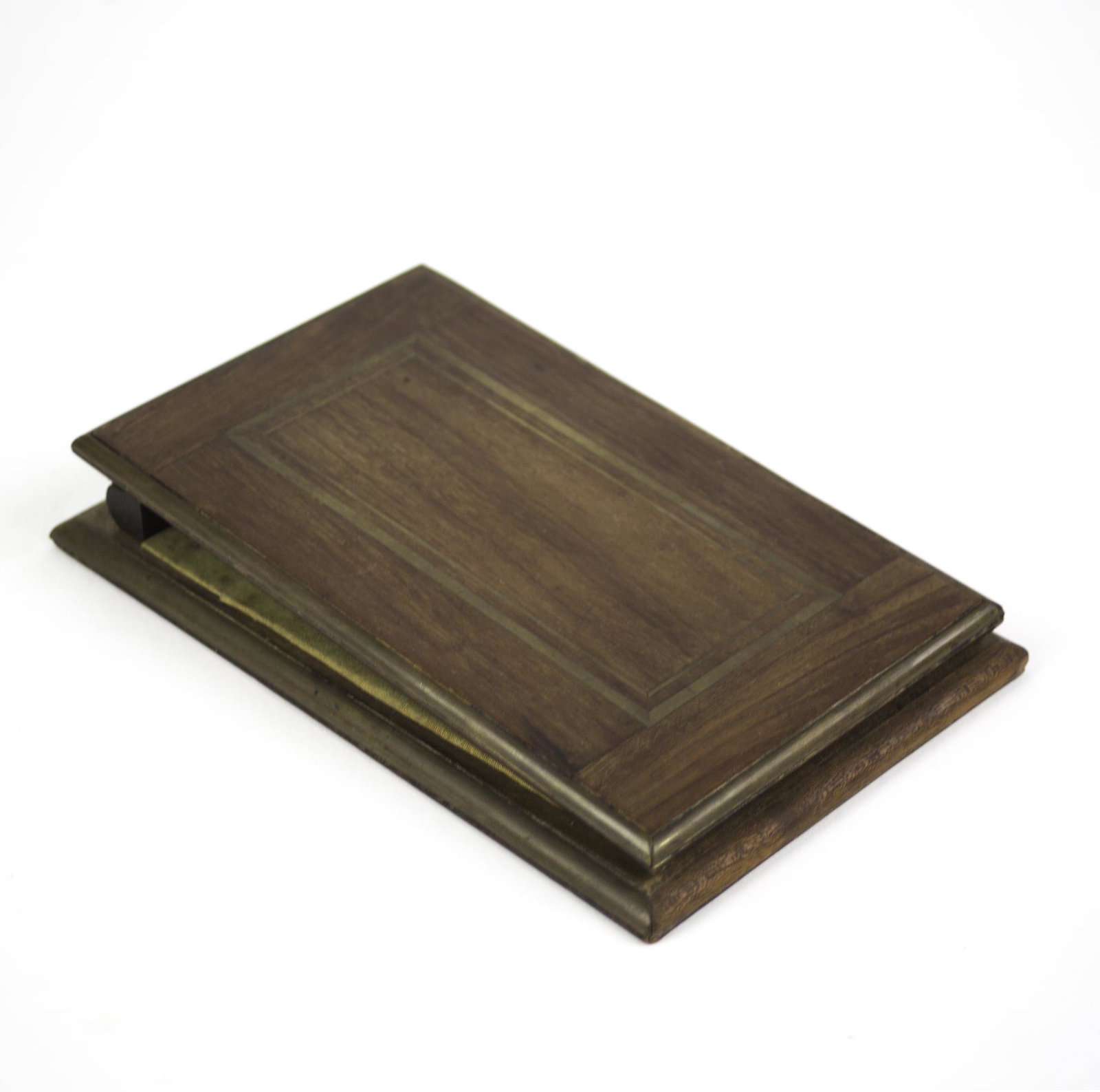 Ntique French Pharmacist Doctor Note Pad 19th.: ntique doctor note pad , early advertisement marketing piece for the Tube Dulcis sold bye the laboratory du doctor Ferry , mahogany wood frame with brass ormolu Good antique condition size L.7.5 x W.4