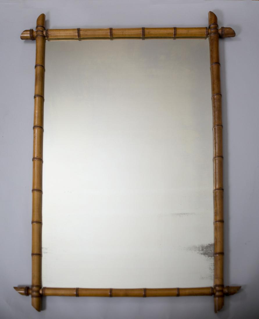 Large Antique French Mirror 1900 Faux Bamboo Art (1 of 7)